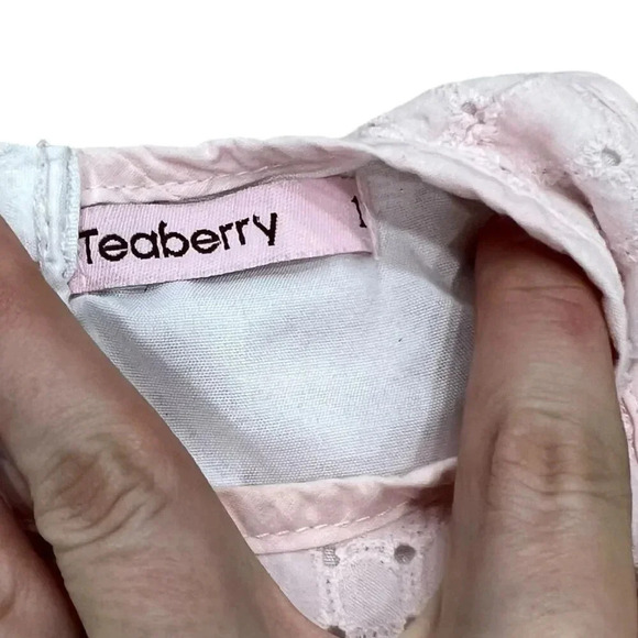 Teaberry Pink Floral Eyelet Girl Dress 1 year - Picture 2 of 2